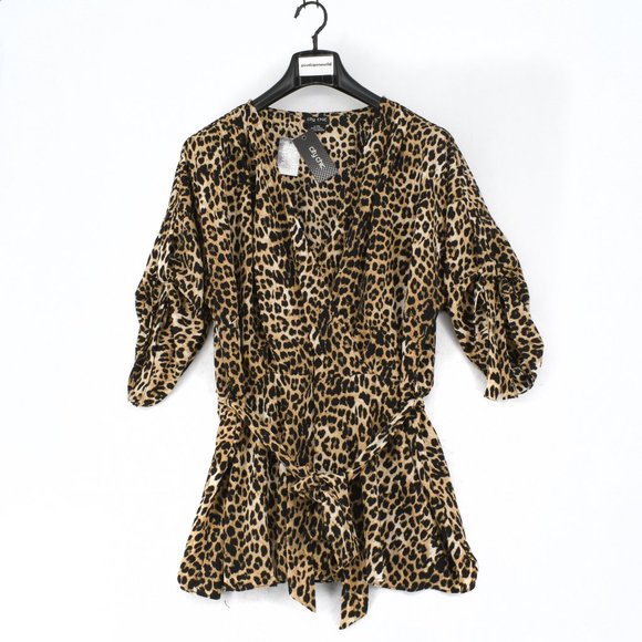 City Chic Women Leopard-Print Faux-Wrap Top Blouse - Picture 2 of 9